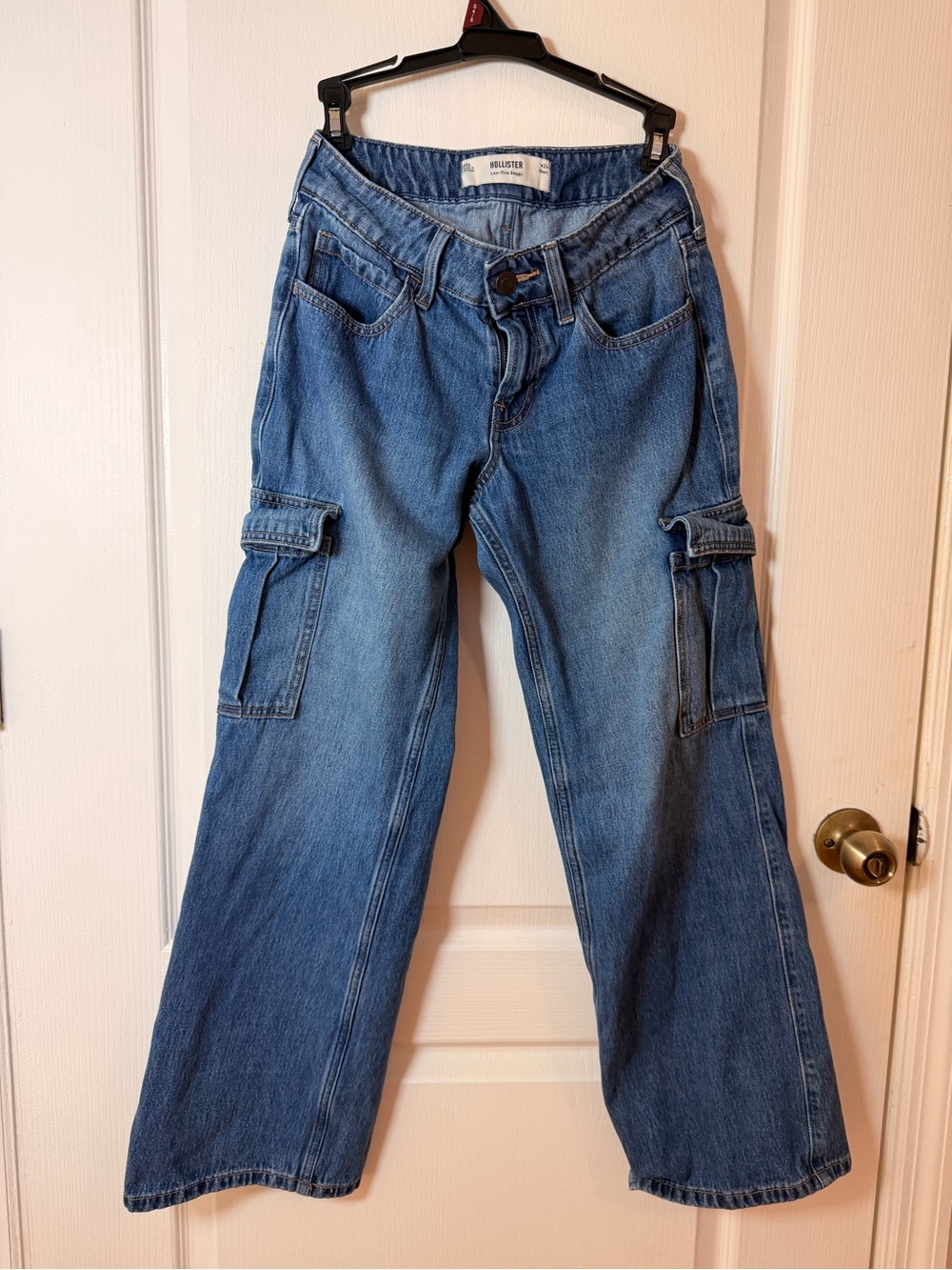 Hollister Medium Blue Wide-Leg Cargo Jeans